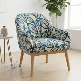 Tkanina dekoracyjna jacquard Folia bleu