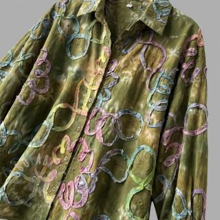 Bawełniana tkanina TIE DYE EMBROIDERY Elise tape design A