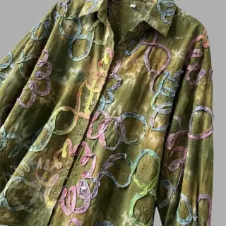 Bawełniana tkanina TIE DYE EMBROIDERY Elise tape design A