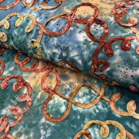 Bawełniana tkanina TIE DYE EMBROIDERY Elise tape design C