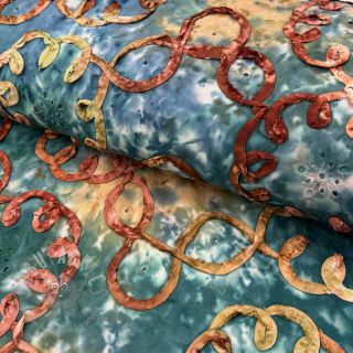 Bawełniana tkanina TIE DYE EMBROIDERY Elise tape design C