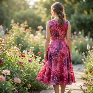 Bawełniana tkanina TIE DYE EMBROIDERY Elise tape design E