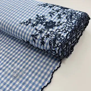 Bawełniana tkanina CHECKS ONE-SIDE BORDER blue