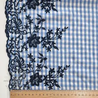 Bawełniana tkanina CHECKS ONE-SIDE BORDER blue