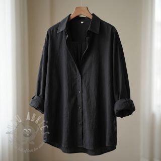 Bawełniana tkanina WASHED black