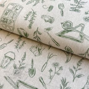 Tkanina dekoracyjna Linenlook Garden Plant Tool digital print