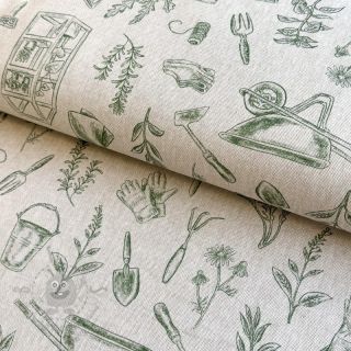 Tkanina dekoracyjna Linenlook Garden Plant Tool digital print