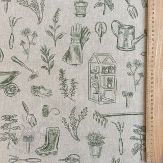 Tkanina dekoracyjna Linenlook Garden Plant Tool digital print
