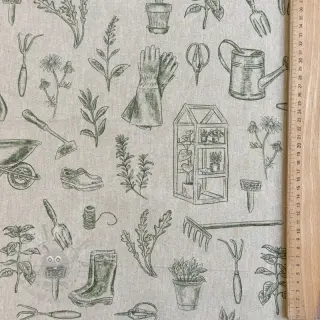 Tkanina dekoracyjna Linenlook Garden Plant Tool digital print