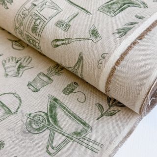 Tkanina dekoracyjna Linenlook Garden Plant Tool digital print