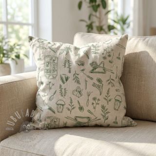 Tkanina dekoracyjna Linenlook Garden Plant Tool digital print