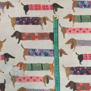 Tkanina dekoracyjna premium Family Dachshund digital print