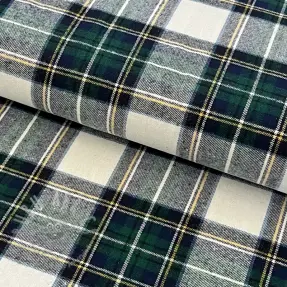 Bawełniana tkanina YARN DYED CHECK BRUSHED Daniel ecru navy