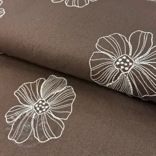 Tkanina wiskozowa z lnem EMBROIDERY Flower Maya brown