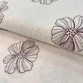 Tkanina wiskozowa z lnem EMBROIDERY Flower Maya natural