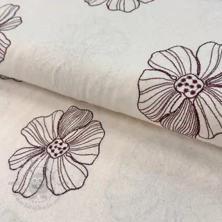 Tkanina wiskozowa z lnem EMBROIDERY Flower Maya natural