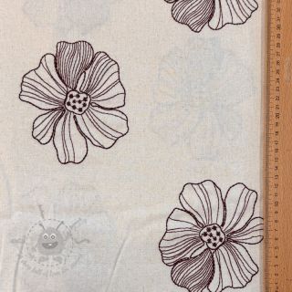 Tkanina wiskozowa z lnem EMBROIDERY Flower Maya natural