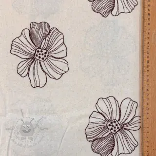Tkanina wiskozowa z lnem EMBROIDERY Flower Maya natural
