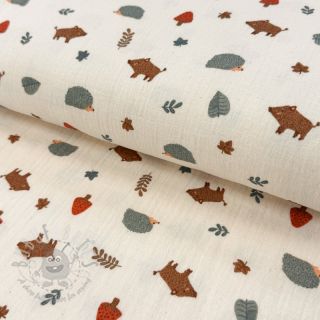 Muślin double gauze Forest animals ORGANIC SIMPLY NATURAL