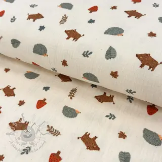 Muślin double gauze Forest animals ORGANIC SIMPLY NATURAL