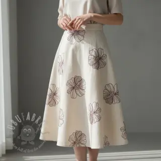 Tkanina wiskozowa z lnem EMBROIDERY Flower Maya natural