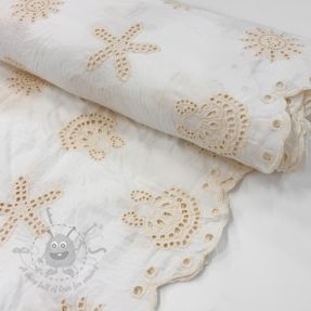 Bawełniana tkanina EMBROIDERY Sea ornaments white