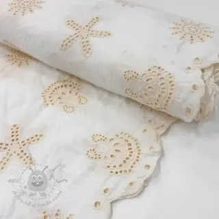 Bawełniana tkanina EMBROIDERY Sea ornaments white