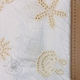Bawełniana tkanina EMBROIDERY Sea ornaments white