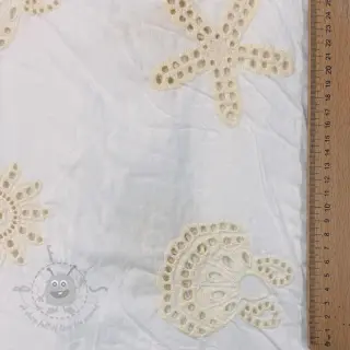 Bawełniana tkanina EMBROIDERY Sea ornaments white