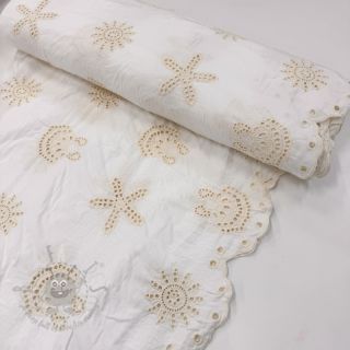 Bawełniana tkanina EMBROIDERY Sea ornaments white