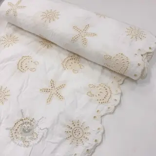 Bawełniana tkanina EMBROIDERY Sea ornaments white