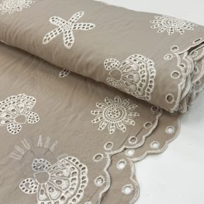 Bawełniana tkanina EMBROIDERY Sea ornaments natural