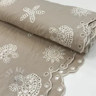Bawełniana tkanina EMBROIDERY Sea ornaments natural