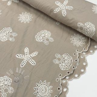 Bawełniana tkanina EMBROIDERY Sea ornaments natural