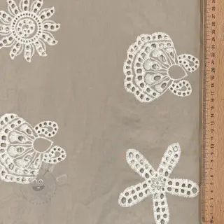 Bawełniana tkanina EMBROIDERY Sea ornaments natural
