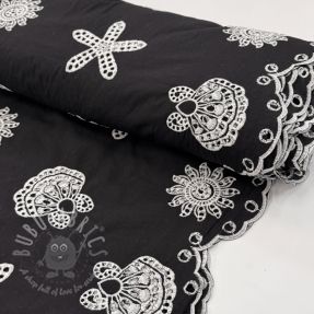 Bawełniana tkanina EMBROIDERY Sea ornaments black