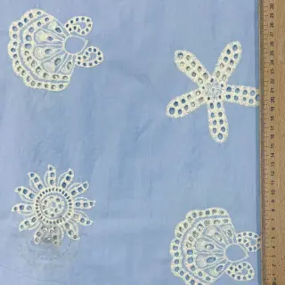 Bawełniana tkanina EMBROIDERY Sea ornaments light blue