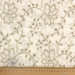 Bawełniana tkanina VOILE EMBROIDERY Kiara off white