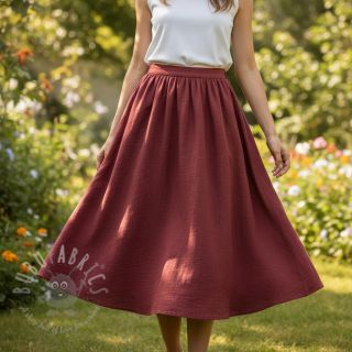 Bawełniana tkanina SLUB WASHED wine red