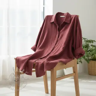 Bawełniana tkanina SLUB WASHED wine red