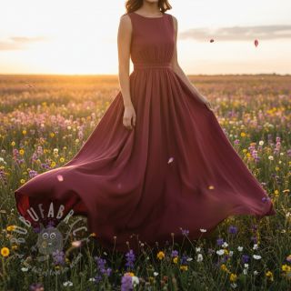 Bawełniana tkanina SLUB WASHED wine red