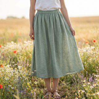 Bawełniana tkanina SLUB WASHED old green