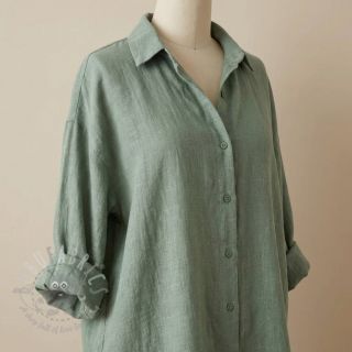 Bawełniana tkanina SLUB WASHED old green