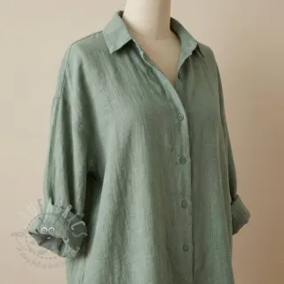 Bawełniana tkanina SLUB WASHED old green