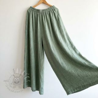 Bawełniana tkanina SLUB WASHED old green