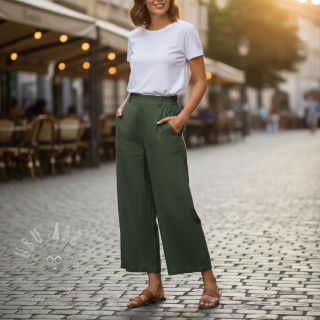 Bawełniana tkanina SLUB WASHED army green