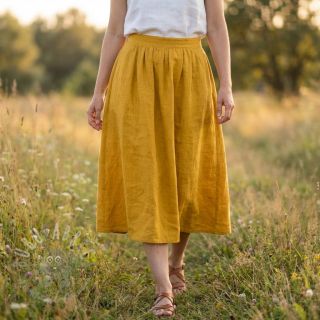 Bawełniana tkanina SLUB WASHED ochre