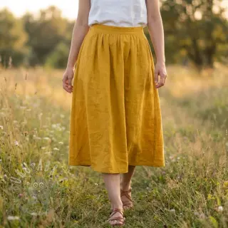 Bawełniana tkanina SLUB WASHED ochre