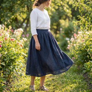 Bawełniana tkanina SLUB WASHED navy