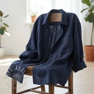 Bawełniana tkanina SLUB WASHED navy
